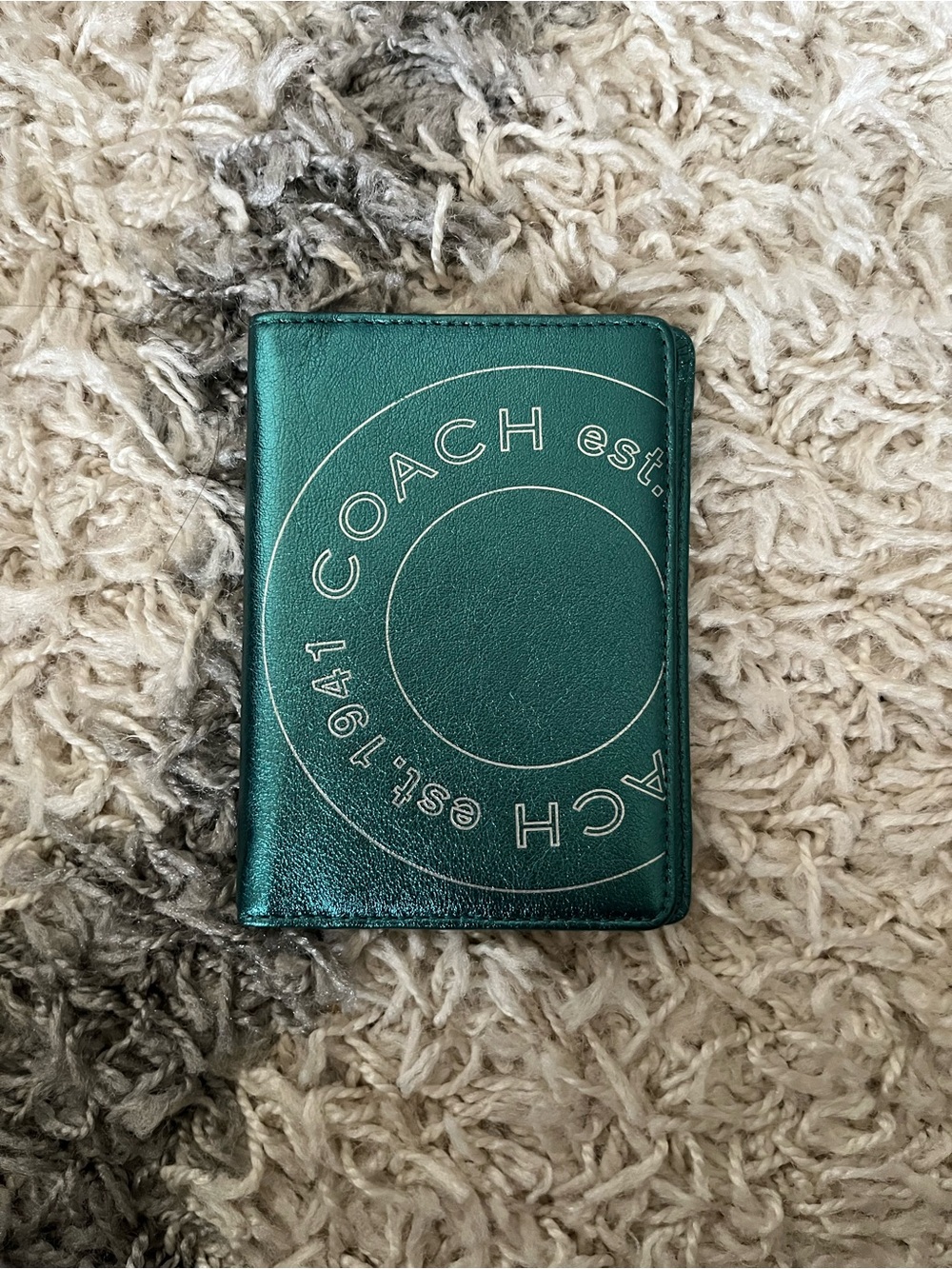 COACH Green/Teal Leather Card & Key Holder & Passport holder